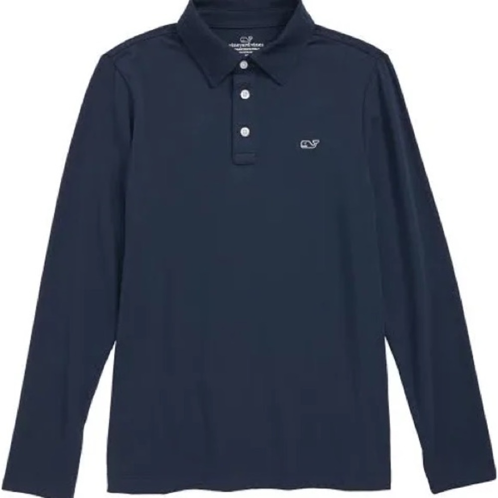 Vineyard Vines Boys S Small Long Sleeve Edgartown Polo Navy Blue